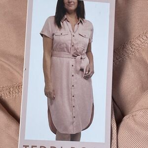 Teddi Rose Women's S Shirt Dress Terracotta Tencel e0838